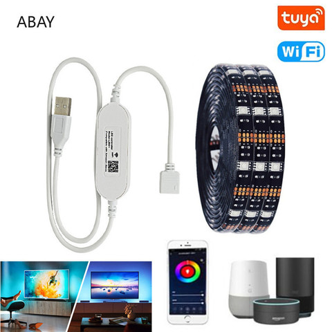 Tuya smart usb светодиодный светильник, wifi tv tira, светодиодные полосы постоянного тока 5 В 5050SMD, цветной контроллер приложения, Рождественский свети... ► Фото 1/6