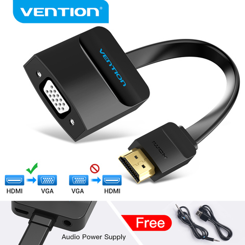 Адаптер Vention HDMI-VGA 1080P HDMI папа-VGA Женский конвертер с 3,5 разъемом аудио кабель для Xbox PS4 ПК ноутбука проектора ► Фото 1/6