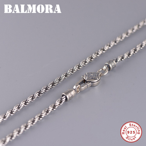 Женские и мужские ожерелья-цепочки BALMORA, из настоящего серебра 925 пробы, в стиле ретро, буддизм, с шестью буквами, модные ювелирные изделия ► Фото 1/6