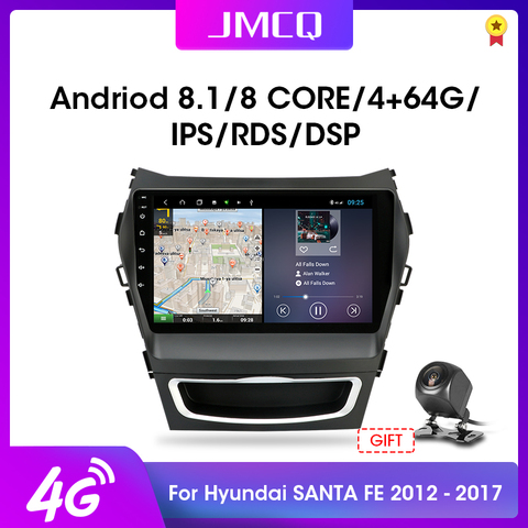 Автомагнитола JMCQ для Hyundai Santa Fe 3 2013-2017, 2 Din, IPS, Android, 2 ГБ + 32 ГБ ► Фото 1/6