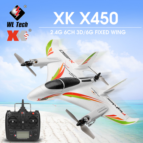 2,4G 6CH WLtoys XK X450 3D/6G RC вертикальный взлет светодиодный RC планер фиксированное крыло RC самолет RTF игрушка с дистанционным управлением с 3 батареями ► Фото 1/1