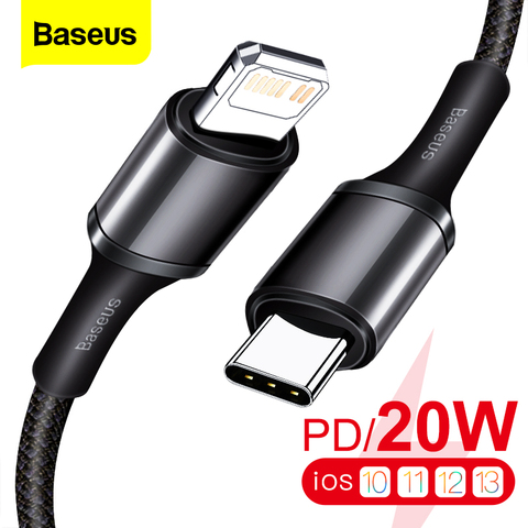 Baseus 20 Вт PD USB Type C кабель для iPhone 12 11 Pro Xs Max Быстрая зарядка зарядное устройство для MacBook iPad Pro Type-C USBC кабель для передачи данных ► Фото 1/6