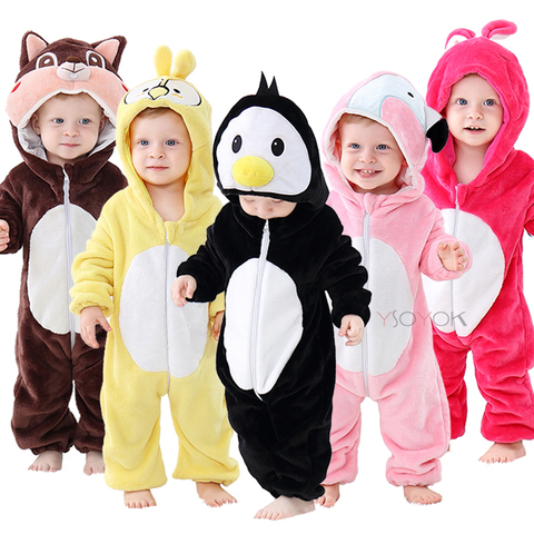 Комбинезон для новорожденных, комбинезон для маленьких мальчиков и девочек, одежда для малышей, пижамы для младенцев, зимняя детская одежда, комбинезон с пингвином, Детский костюм ► Фото 1/6