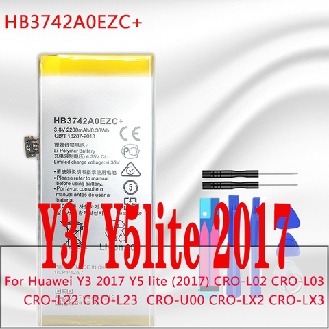 Мобильный телефон батарея HB3742A0EZC + для Huawei Y3 2017 Y5 Lite (2017) CRO-L02 CRO-L03 CRO-L22 CRO-L23 CRO-U00 CRO-LX2 CRO-LX3 ► Фото 1/6