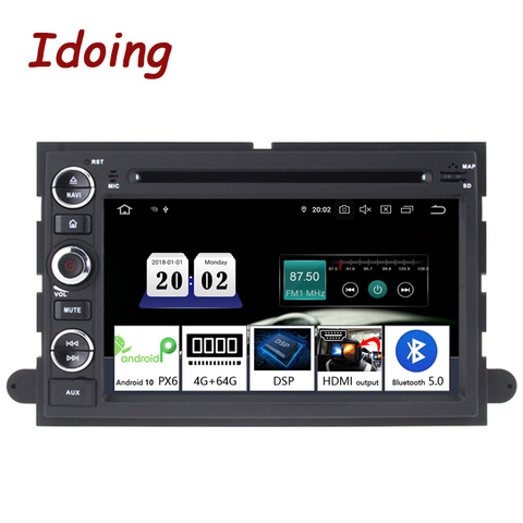 Автомагнитола Idoing 2DIN на Android 10, мультимедийный проигрыватель для FordFusion Explorer Edge 2004-2009, 4 Гб + 64 ГБ, 8-ядерный процессор, GPS-навигация PX6 ► Фото 1/6