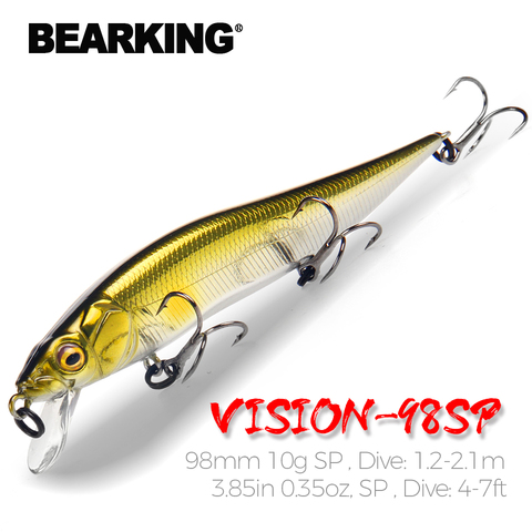 BEARKING 9,8 cm 10g SP погружения 2,1 м Профессиональный блесна рыболовные приманки-Воблеры качество Рыболовная искусственные приманки Хищник рыболовные снасти ► Фото 1/6