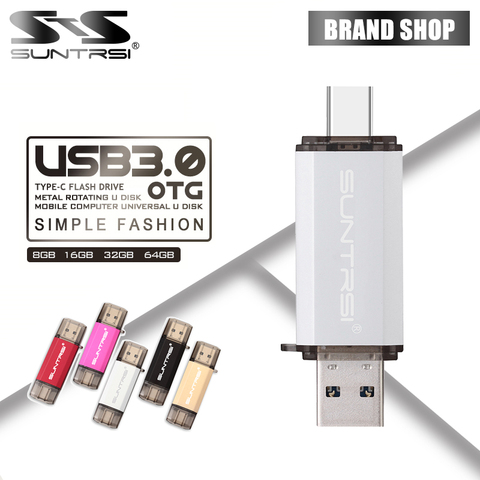 USB флеш-накопитель SunTrsi OTG 3,0, флешка Type-C 256 ГБ 128 Гб 64 ГБ 32 ГБ 16 ГБ, USB флешка 3,0, флешка для устройств Type-C ► Фото 1/6