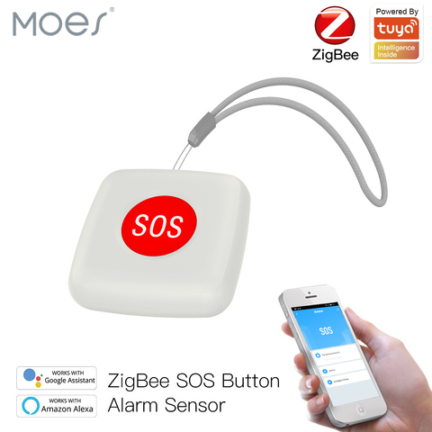 Кнопка SOS Tuya ZigBee, сенсорная сигнализация для пожилых людей, с аварийным управлением через приложение ► Фото 1/6