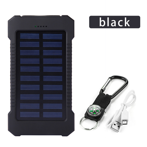 Внешний аккумулятор на солнечной энергии, 30000 мАч, водонепроницаемый светодиодный аккумулятор USB для iPhone, samsung ► Фото 1/6