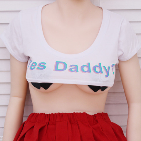 Женская футболка с принтом Yes Daddy, белая вечерняя футболка с забавным принтом, Клубная одежда, летний укороченный топ ► Фото 1/6