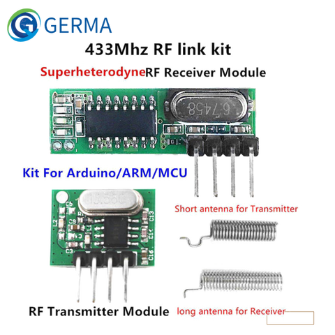 GERMA 433 МГц Супергетеродинный радиочастотный приемник и модуль передатчика для Arduino Uno беспроводной модуль Комплект «сделай сам» 433 МГц пульт ... ► Фото 1/6