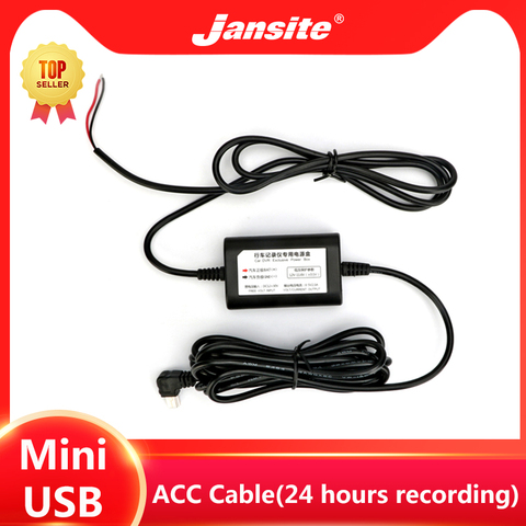 Кабель питания Jansite ACC, жесткий кабель, комплект из жесткого провода ACC, мини-USB 2,0 для парковочного режима, Автомобильный видеорегистратор, ре... ► Фото 1/6