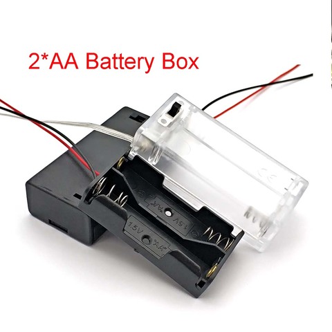 Черный прозрачный пластиковый чехол для хранения аккумуляторных батарей типа АА, держатель коробки с 2 разъемами, чехол для хранения аккумуляторных батарей типа АА ► Фото 1/4
