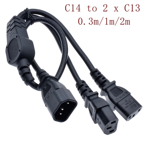 Штепсельная Вилка IEC 320 C14 к женскому распределителю 2XC13 Y-типа, кабель адаптера питания C14-2 x C13, 250 В/10 А ► Фото 1/6