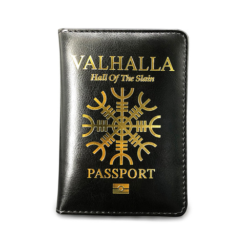 Чехол для паспорта Vikings Valhalla, шлем ужаса, Aegishjalmur, держатель для паспорта, подарок для Него, Обложка для паспорта, путешествия ► Фото 1/6