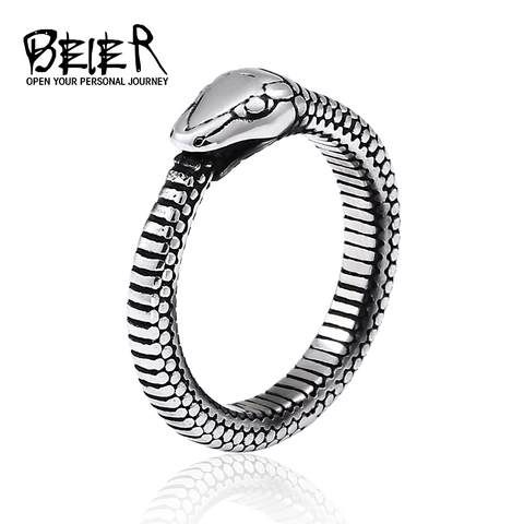 Мужское и женское кольцо со змеей Beier, кольцо из нержавеющей стали 316L с уникальным покрытием в виде животного, Модный высококачественный под... ► Фото 1/6