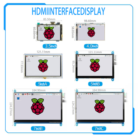 [Серия HDMI] 3,5 дюйма/4 дюйма/5 дюймов/7 дюймов, Raspberry Pi 4-го поколения, HDMI Резистивный/емкостный сенсорный экран ► Фото 1/6