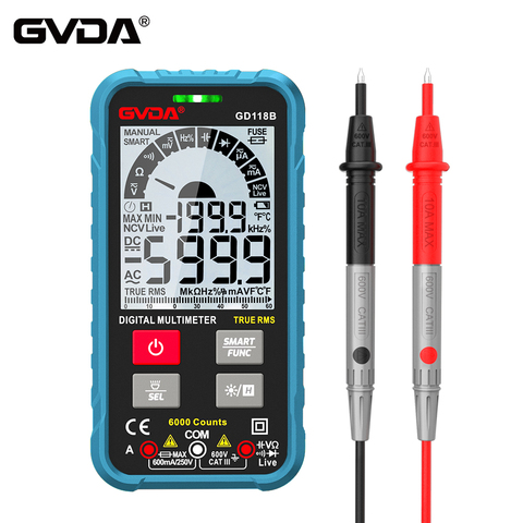 Цифровой мультиметр нового поколения GVDA 600 в Ture RMS AC DC NCV Smart Multimetro тестер Ом Емкость Гц измеритель напряжения ► Фото 1/6