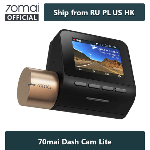 Международный автомобильный видеорегистратор 70mai 1080P HD Smart Dash board 70mai Lite камера приложение управление водительским регистратором 130 FOV GPS скор... ► Фото 1/6