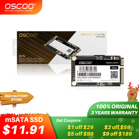 OSCOO оптовая продажа с фабрики mSATA SSD 100% оригинальный MLC чипсеты жесткого диска 16 Гб оперативной памяти, 32 Гб встроенной памяти, 64 ГБ 128 256 512 внутренний жесткий диск ► Фото 1/6