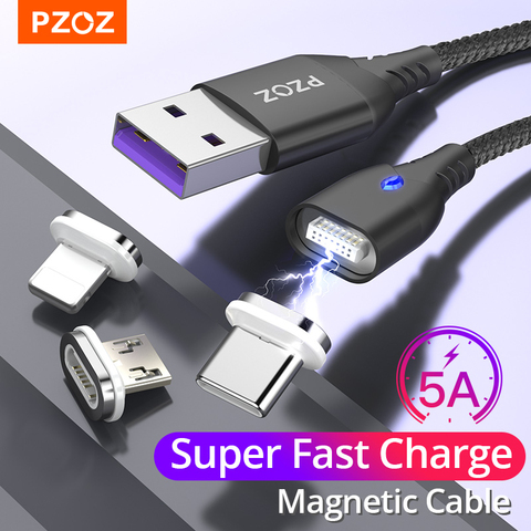PZOZ 5A Магнитный кабель usb type c Micro usb Тип C супер быстрая зарядка телефона Microusb Тип-C магнит Зарядное устройство usb c для iphone 11 pro huawei xiaomi магнитная ... ► Фото 1/6