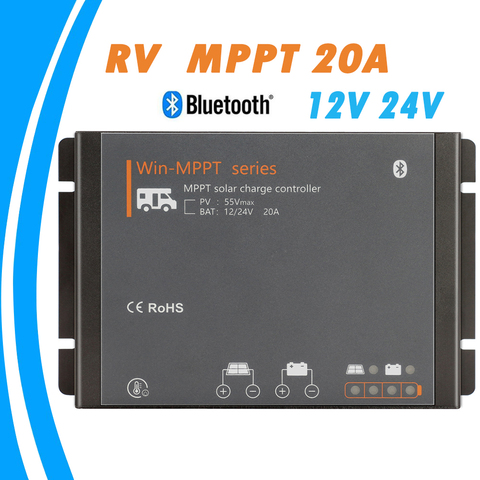 Контроллер солнечной зарядки 20A RV MPPT 12 В 24 в BLE, модуль, регулятор солнечной панели для дома с жидким гелем и литиевой батареей ► Фото 1/6