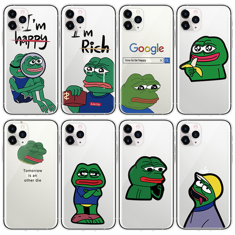 Забавный печальный лягушка pepe meme чехол для iphone 7 8 6 6S Plus прозрачный тонкий чехол для iphone XS 11 Pro Max XR X 5 5S силиконовый чехол для iPhone 11 ► Фото 1/6