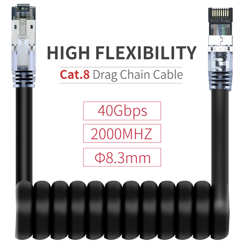 Высокоскоростной соединительный кабель Cat8 Ethernet, 40 Гбит/с, 2000 МГц, S/FTP, шнур с позолоченными разъемами RJ45 для модемного маршрутизатора, ПК, игр ► Фото 1/6