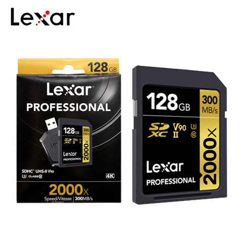 Карта памяти Lexar Professional 2000x SDHC SDXC стандарта SD до 300 дюймов, класс 10, U3, V90, 128 ГБ, 64 ГБ, 32 ГБ, 1080p, Full-HD, 3D, 4K, SD-карта ► Фото 1/6
