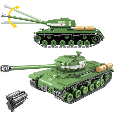 1068 штук военный IS-2M тяжелый танк оружие солдаты строительные блоки подходит LegoING техника WW2 танки из конструктора армии 100062 детские игрушки подарки ► Фото 1/6