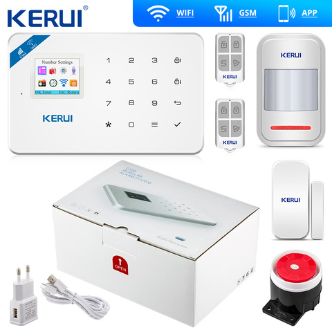 Беспроводная домашняя сигнализация Kerui W18, охранная система с Wi-Fi, GSM, IOS, Android, управление через приложение, ЖК-дисплей, GSM, SMS ► Фото 1/6