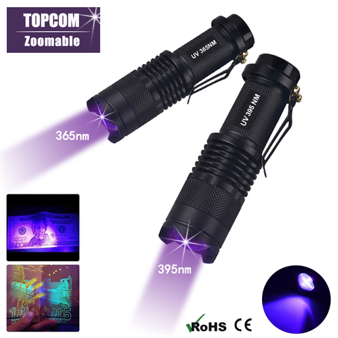 TopCom ультрафиолетовый свет 365nm 395uv CREE светодиодный фонарик УФ SK68 фиолетовый фонарик Cree XPE Flahslight 2000 люмен ► Фото 1/6