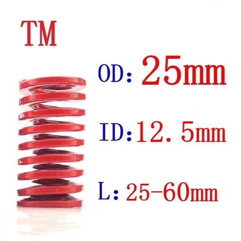 1 шт красный средней нагрузке спираль тиснения сжатия под давлением весна верхняя Диаметр с фокусным расстоянием 25 мм внутренняя Диаметр 12,5 мм Длина 25-60 мм ► Фото 1/3