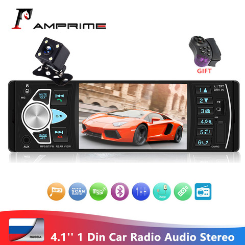 Автомагнитола AMPrime 4022D 4,1 дюйма, 1 Din, автомагнитола, стереомагнитола, Bluetooth, камера, USB, рулевое колесо, дистанционное управление, автомобильны... ► Фото 1/6