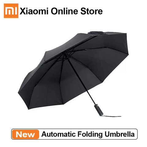 Автоматический складной зонт Xiaomi Mijia, зонт от солнца и дождя, три алюминиевых УФ-зонтика, защита от ветра и воды, для лета и зимы ► Фото 1/6