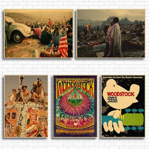 Woodstock рок музыкальный фестиваль/ретро крафт-бумага декоративная живопись постеры классический постер винтажная Бумага Ремесло ► Фото 1/6