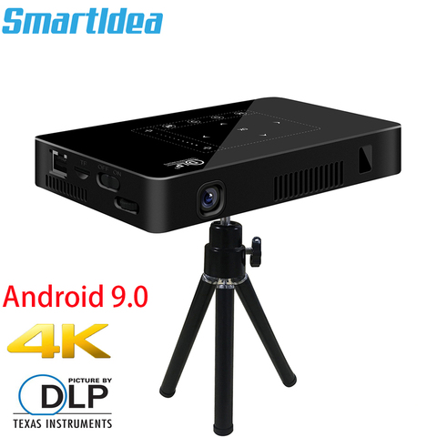 Smartldea P10 мини интеллектуальный проектор DLP android 9,0 wifi beamer bluetooth 4K Встроенный аккумулятор сенсорные клавиши Airplay Miracast DLNA ► Фото 1/6