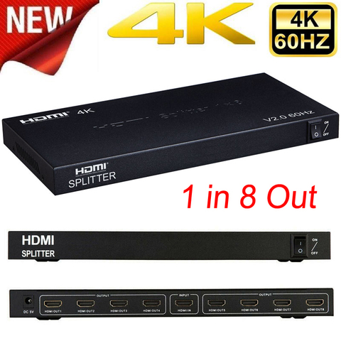 4K 60 Гц 1x8 HDMI сплиттер 1 в 2 4 6 8 выход 1x2 1x4 HDMI сплиттер HDMI 2,0 видео конвертер 1080P для PS4 PC DVD для ТВ-мониторов ► Фото 1/6