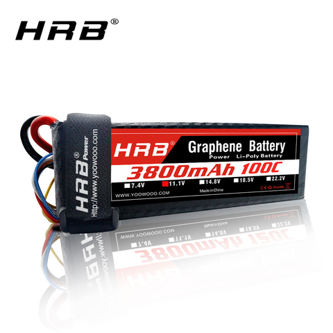 HRB RC lipo battery 2S 3S, 3800, 6S, 14,8 мА/ч, 120C, Графен, 7,4 В, 11,1 В, 22,2 в, 18,5 В, 1/12 в, Lipo для 1/8, 1/10, RC Cars, trx ► Фото 1/6