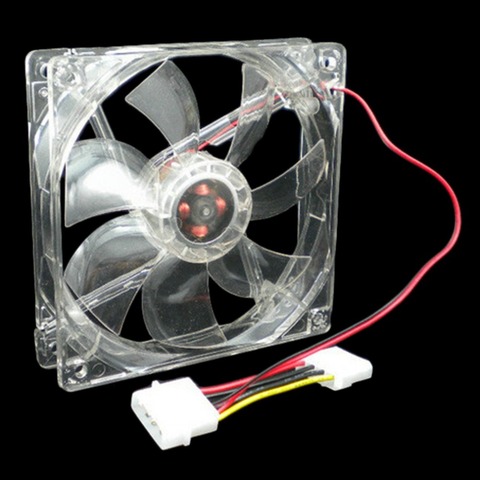 Бесшумный вентилятор для компьютера, 12 В, 0,20 А, 80x80x25 мм, 4 светодиодный, синяя и цветная подсветка ► Фото 1/5