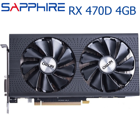 Видеокарты SAPPHIRE RX 470D 4 Гб, GPU AMD Radeon RX 470 D RX470 D, графические карты для ПК, настольных игр, DVI PCI X16, не использованные для майнинга ► Фото 1/5