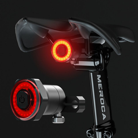 ЛМС умный задний фонарь для велосипеда с возможностью задний светильник Авто старт/стоп-сигнал IPX6 Водонепроницаемый USB зарядка Велоспорт Хвост светильник велосипедные светодиодные фонари светильник s ► Фото 1/6