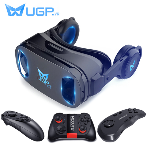 Очки UGP U8 VR с 3D гарнитурой, версия шлема виртуальной реальности IMAX, 3D-игры в кино с наушниками, 3d-очки VR с дополнительным контроллером ► Фото 1/6