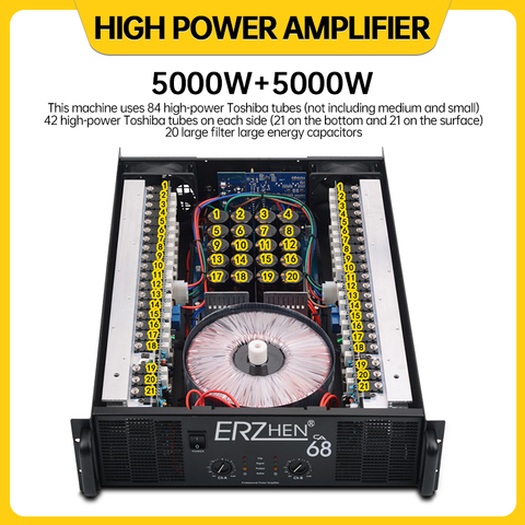 ERZHEN 84 только Профессиональный усилитель мощности 5000 Вт x2 канальный усилитель мощности сабвуфер профессиональный сценический аудио усилит... ► Фото 1/5