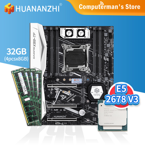 Комплект материнской платы HUANANZHI X99 TF, процессор Intel XEON E5 2678 V3, память 4*8 ГБ DDR3 RECC 1600, память M.2 NVME USB3.0 ATX ► Фото 1/6