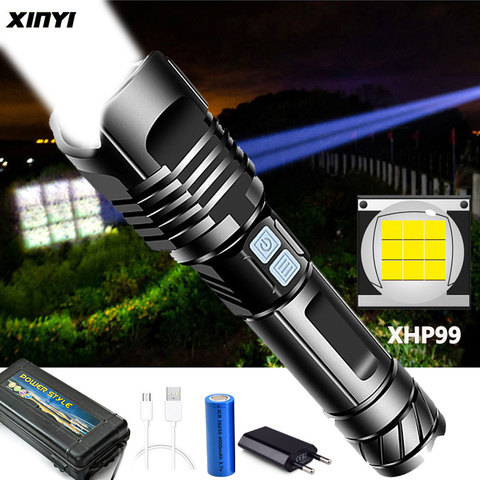 Супермощный светодиодный фонарик XHP100, перезаряжаемый от USB светодиодный фонарик XHP90, тактический фонарь XHP50, ручная лампа 26650, фонарик ► Фото 1/6