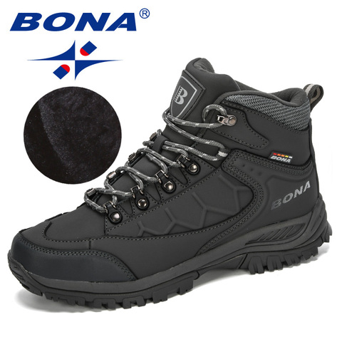 Мужская обувь из нубука BONA, черные дизайнерские походные ботинки из нубука, для альпинизма и охоты, Осень-зима 2022 ► Фото 1/6