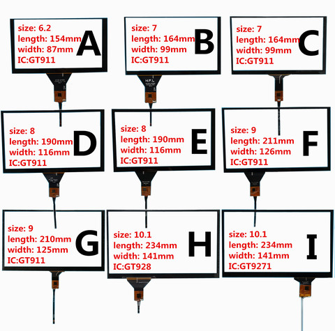 6,2/7/8/9/10.2 дюйма GT911 GT9271 Емкостный Универсальный дигитайзер для автомобиля DVD GPS навигация Мультимедиа сенсорный экран панель Стекло ► Фото 1/1