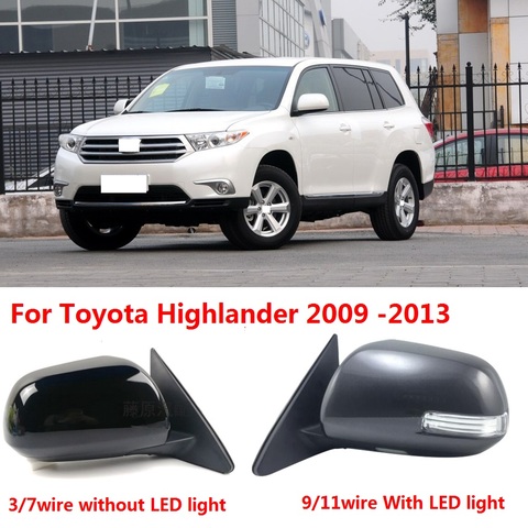 Зеркало заднего вида CAPQX 3/7/9/11 с проводом для Toyota high Lander 2009 2010 2011 2012 2013, боковое зеркало заднего вида в сборе ► Фото 1/5