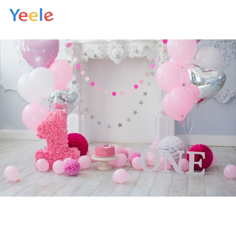 Фоны для фотосъемки на 1-й день рождения с воздушными шарами тортом персонализированные фоны для фотостудии Yeele ► Фото 1/6